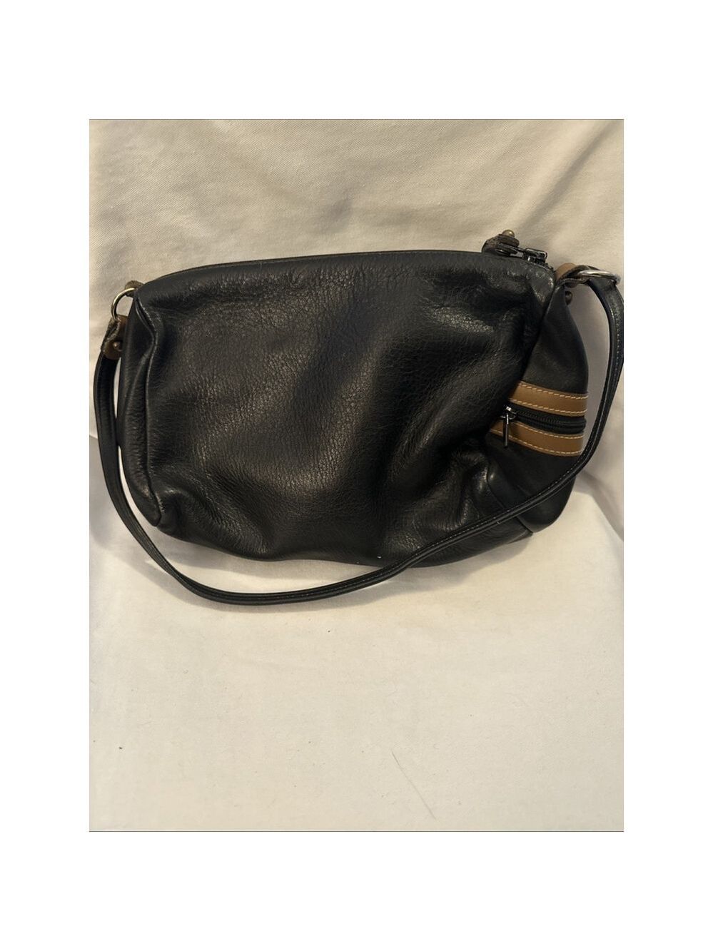 Vintage Orvis Black Brown Pebbled Leather Crossbody Bag - Picture 3 of 8
